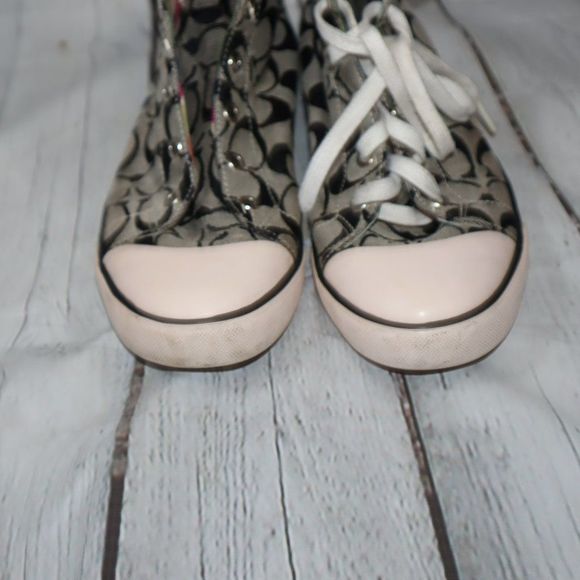 Coach Bonney Gray/Black and Striped High Top Sneakers Women's Size 9.5 - Picture 4 of 8